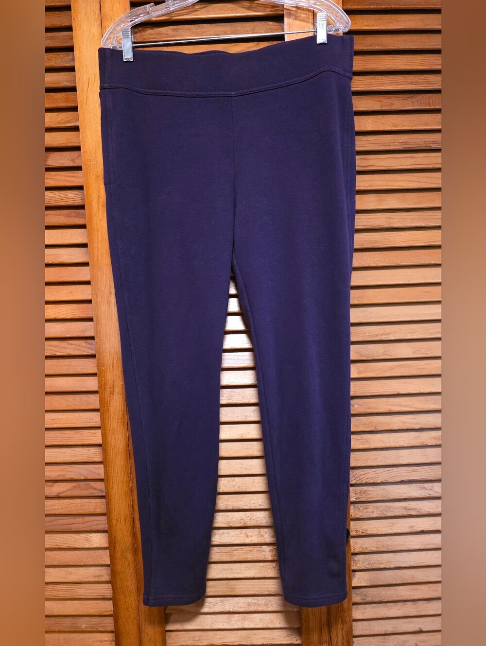 Lands End Womens Serious Sweats Fleece Lined Pocket Leggings Purple Size XL (18)